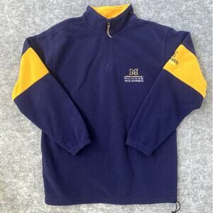 University of Michigan pullover quarter zip blue yellow fleece alumni large
